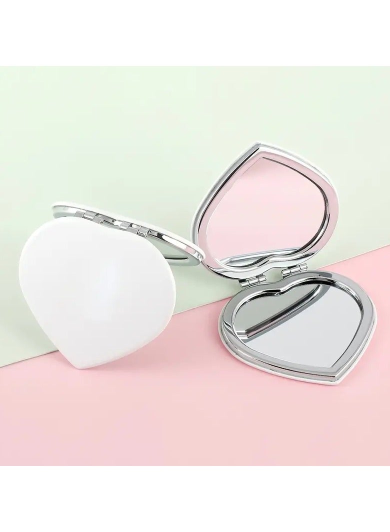 2 PCS Pocket Mirror Metal Compact Mirror Travel Cosmetic Makeup Mirror Folding Mirror Mini Handheld Mirror For Women Girls Heart