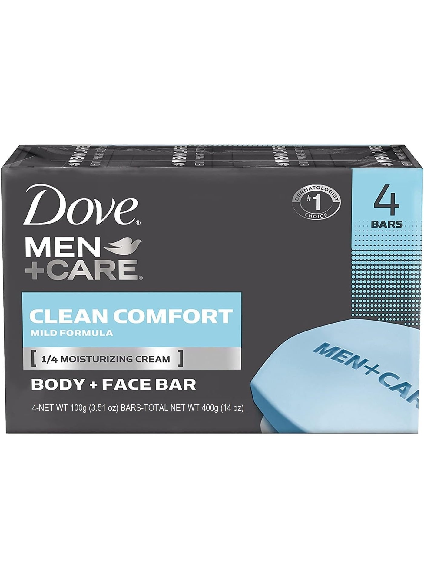 Dove Men + Care Clean Comfort Body and Face Bar Soap 100g × 4Bars