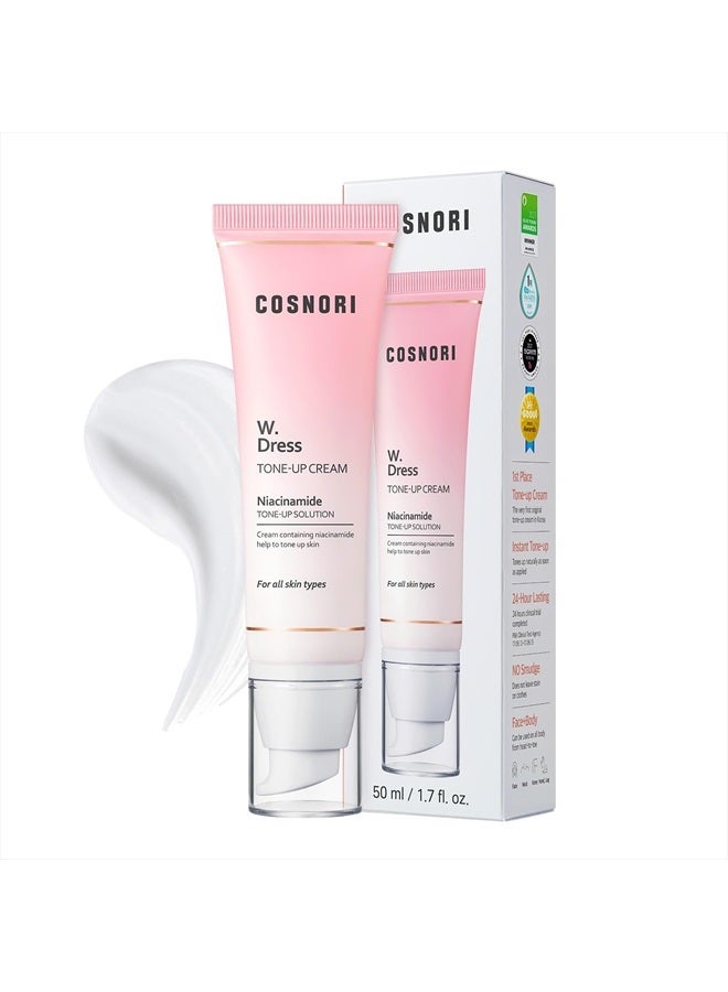 W. Dress Tone-up Cream -Quick Skin Tone Balancer – Evens Out Complexion - No Makeup Natural Look - Long-Lasting Hydrating & Sebum Control Face and Body – Vegan, No Animal Tested – 1.69 oz