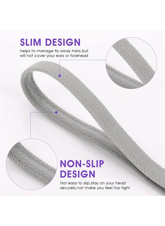 4 Pieces Athletic Sports Headband Elastic Thin Hair Bands Non Slip Silicone Grip Skinny Yoga Exercise Soccer Sweatband Headwear for Boys Men Girls Women