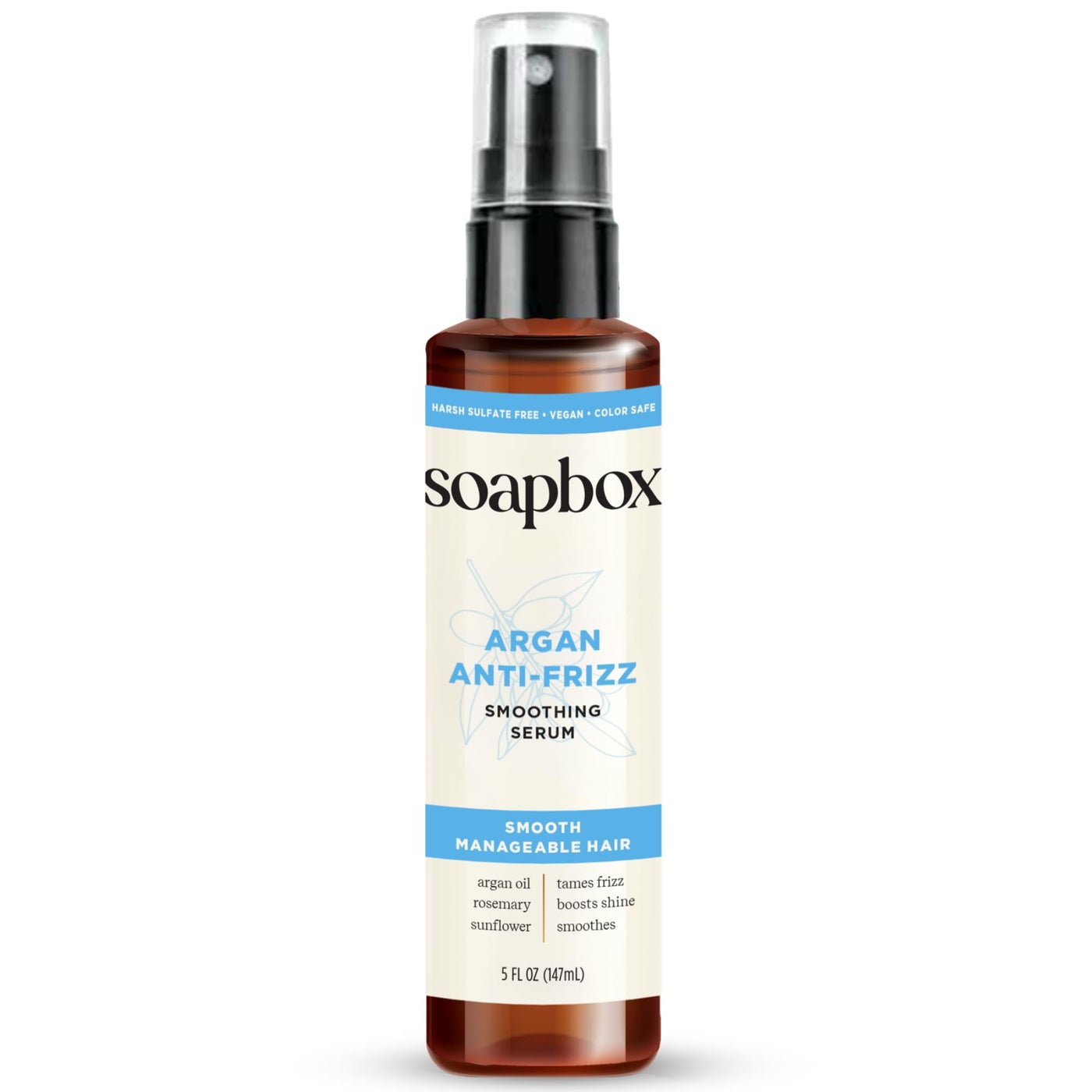 Soapbox Argan Oil Smoothing Serum, Anti-Frizz Serum For All Hair Types with Shea Butter & Vitamin E Repairs Damage & Controls Flyaways - Vegan, Cruelty and Gluten Free (5 Fl oz)