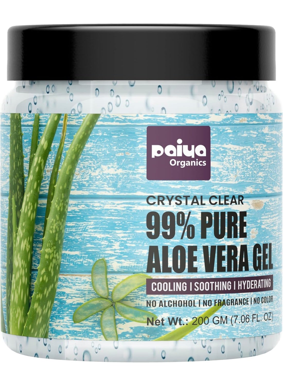 Aloe Vera Gel 99% Pure Crystal Clear 200 GM For Face and Hair, Acne and Pimples, Paraben Free,