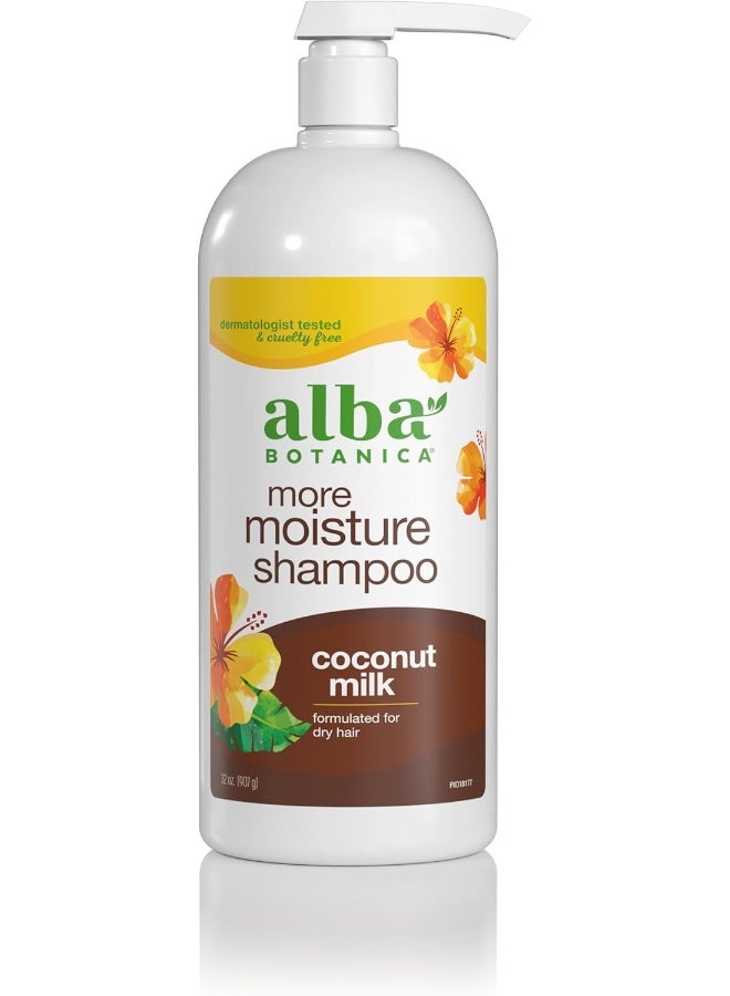 Alba Botanica More Moisture Shampoo, Coconut Milk, 32 Oz