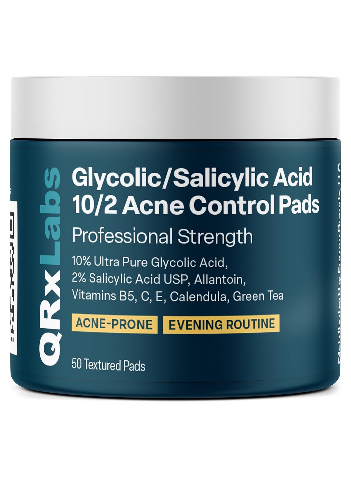 QRxLabs Acne Control Wipes 10% + 2% Allantoin, Vitamins B5, C, E, Calendula, Green Tea Helps Clear and Control Acne