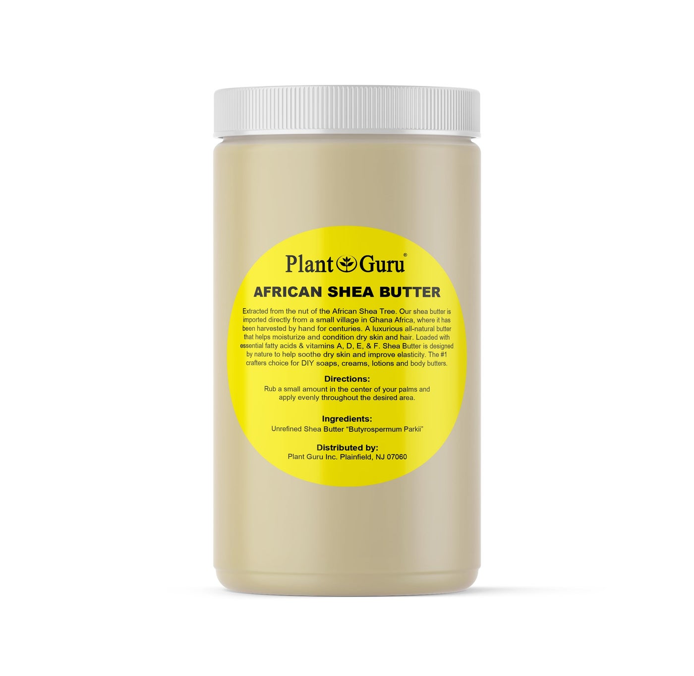 Plant Guru Raw African Shea Butter 32 oz. / 2 lbs. Jar Bulk 100% Pure Natural Unrefined IVORY - Ideal Moisturizer For Dry Skin, Body, Face And Hair Growth. Great For DIY Soap and Lip balm Making.