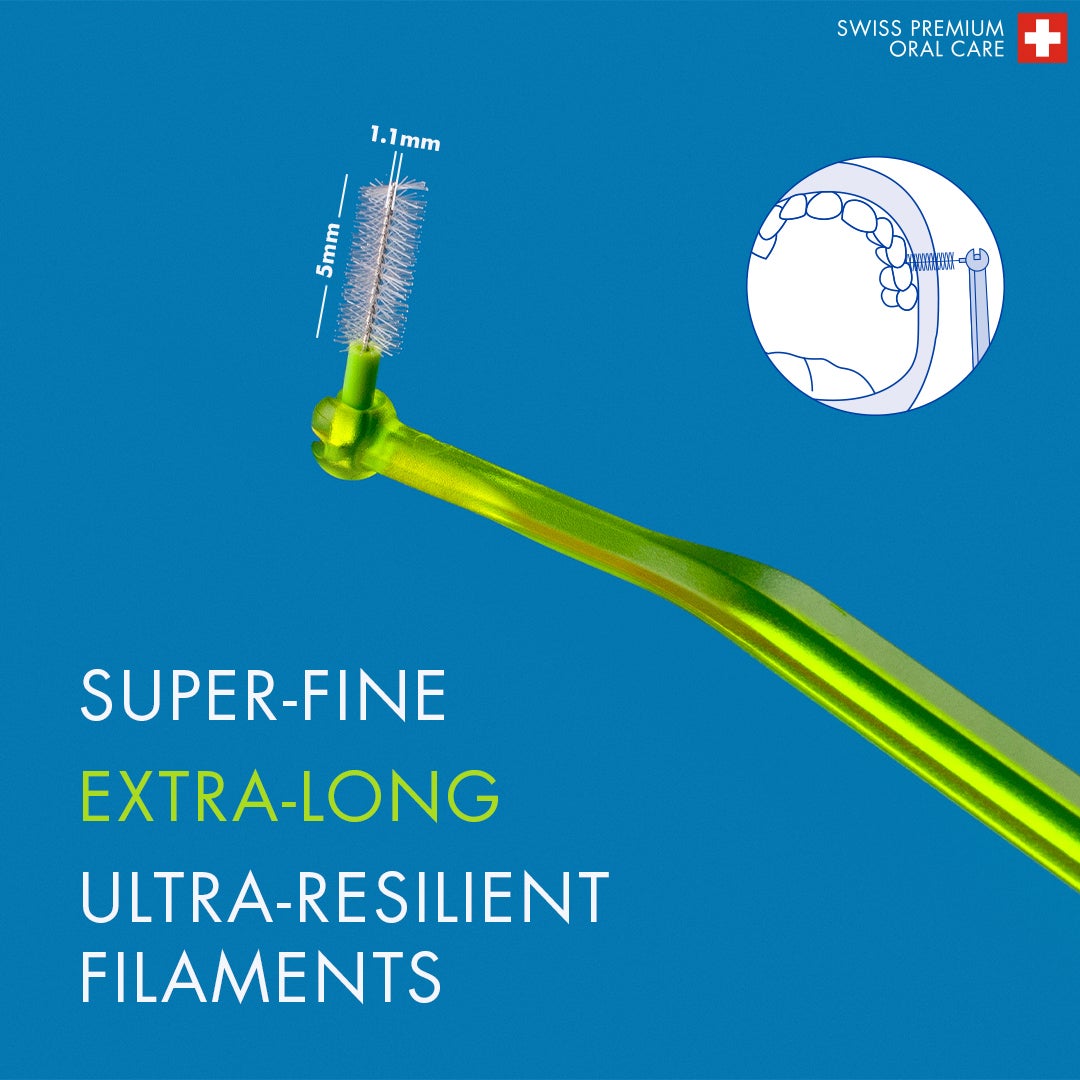 CPS Prime 011 Interdental Brush Kit | 5 Ultra-Fine (1.1 mm) Brushes with 2 Holders for Effective Cleaning | Gentle Plaque Removal, Lime Green - image 4