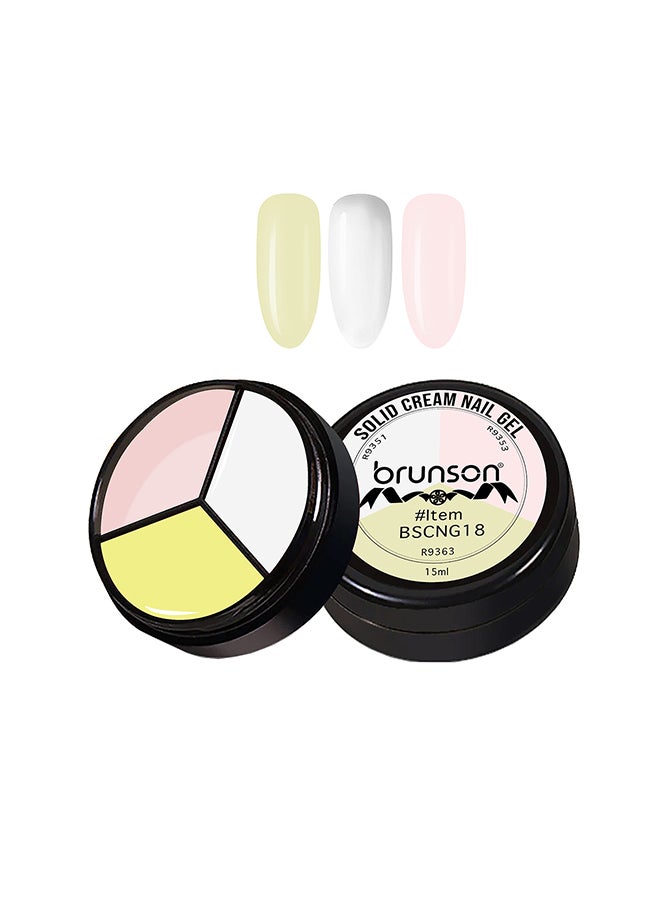 Solid Cream Gel Nail Polish - 3 in 1 Pudding, High Pigmented Mud Nail Art Paint, Suit For Professional Nail Salon, Nail Starter 15 ml, BSCNG18