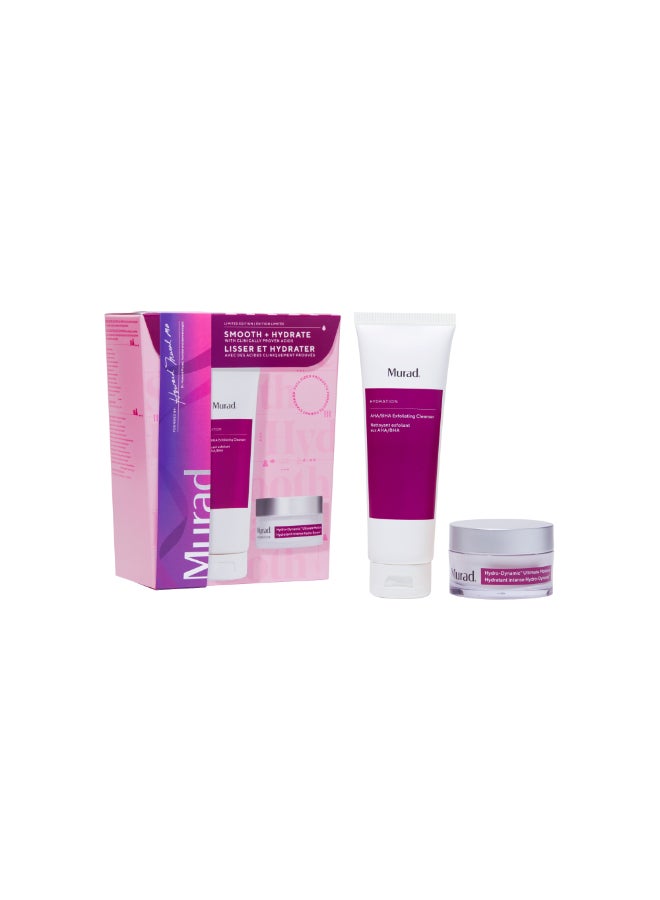 Murad Smooth + Hydrate Acid Treatment Kit | Exfoliating Skincare Set with AHA/BHA Treatment, Hydrating Serum & Moisturizer | Refines Texture, Unclogs Pores & Boosts Glow