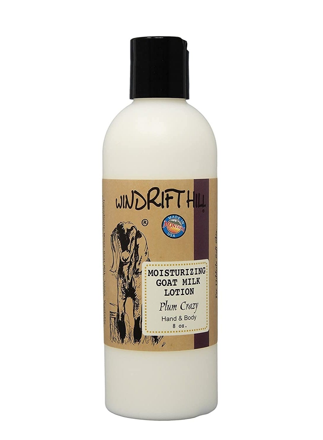 Windrift Hill Plum Crazy Moisturizing Goat Milk Hand & Body Lotion 8 Ounce Bottle