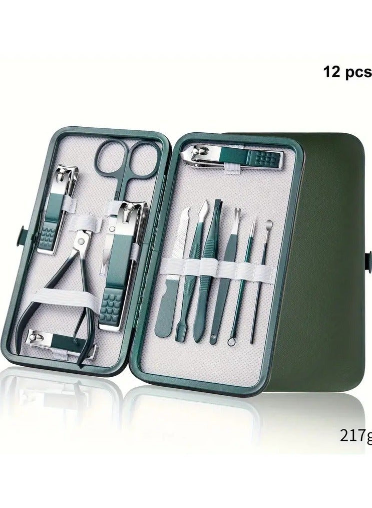 12 PCS Nail Clippers Manicure Tool Set, With Portable Travel Case, Cuticle Nippers And Cutter Kit, Professional Nail Clippers Pedicure Kit, Grooming Kit For Travel