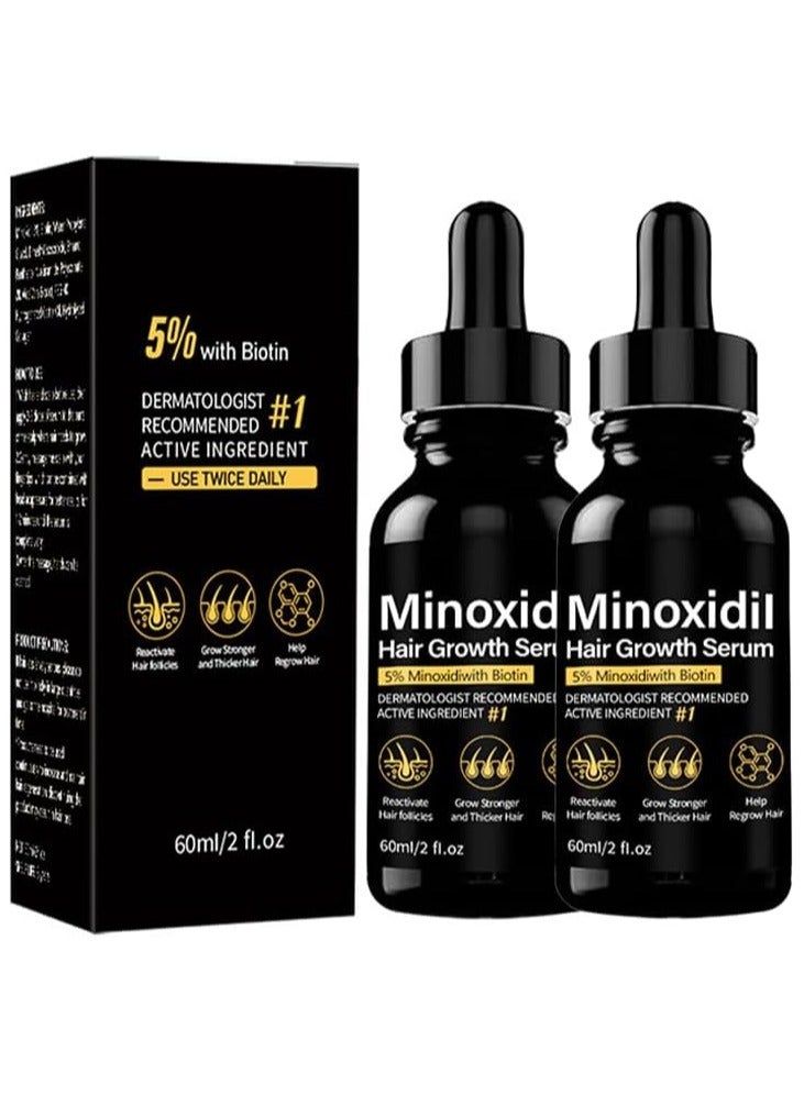 Minoxidil 5% Serum Kit 60ml Minoxidil 5% Foam for Men Minoxidil Hair Growth for Women Beard Growth Kit for Men Hair Regrowth Kit for Women Black 2 packs