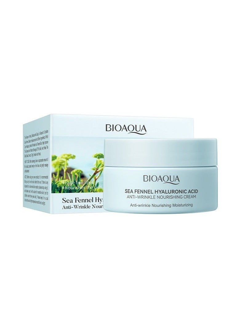 BIOAOUA sea fennel face cream, hyaluronic acid anti wrinkle face cream, deep moisturizing, firm skin, anti wrinkle repair face cream