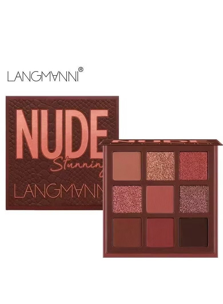 9 Color Pink Nude Light Warm Color Eyeshadow Palette Makeup, Glitter Matte Natural Neutral Colorful Eyeshadow Waterproof Long Lasting Natural Mixing Pigment Makeup