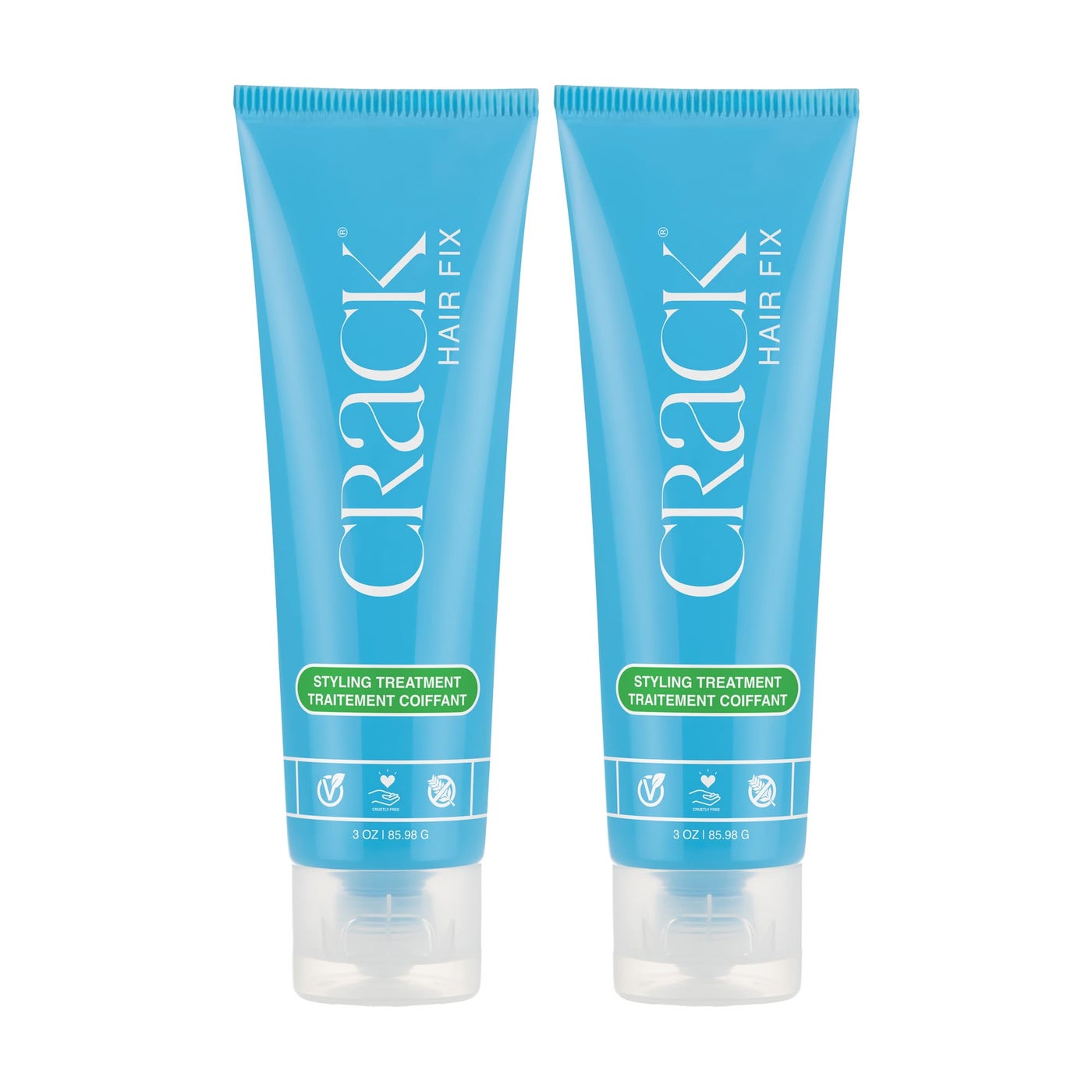 Crack HAIR FIX Styling Treatment - Multi-Tasking, Anti-Frizz, Leave-In Styling Cream with Protection from Humidity, Chlorine, Heat Treatments & Sun (3 Oz - PACK OF TWO)