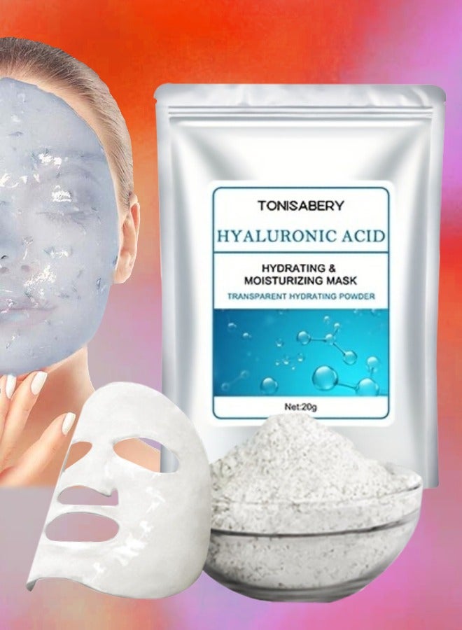 Hyaluronic Acid Facial Mask Powder Hyaluronic Acid Peel Off Face Mask Powder for Hydrating and Moisturizing Skin Cool Oil Control Tighten Pores and Repair Redness and Dry Itching 20g