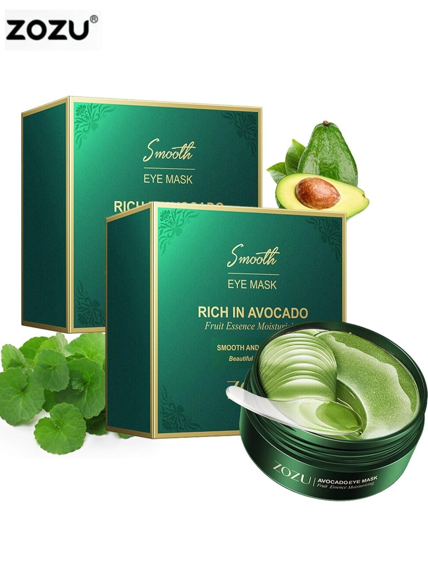 Pack Of 2 Smooth Eye Mask | Rich In Avocado | Fruit Essence Moisturizing Eye Patches For Dark Circles | Collagen Eye Bag Patches Removal Stickers | Hydrating Skincare | 30 Pairs X 2