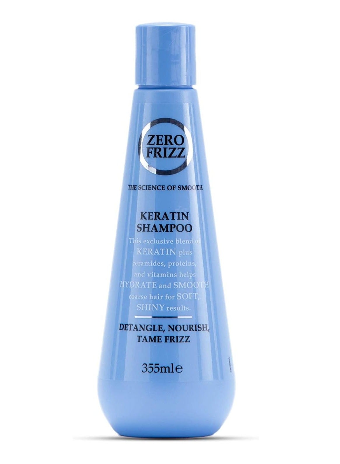 Zero Frizz Keratin Shampoo 355ml | Anti-Frizz Smoothing Shampoo with Ceramides & Protein | Hydrating Daily Hair Care for Dry, Damaged Hair