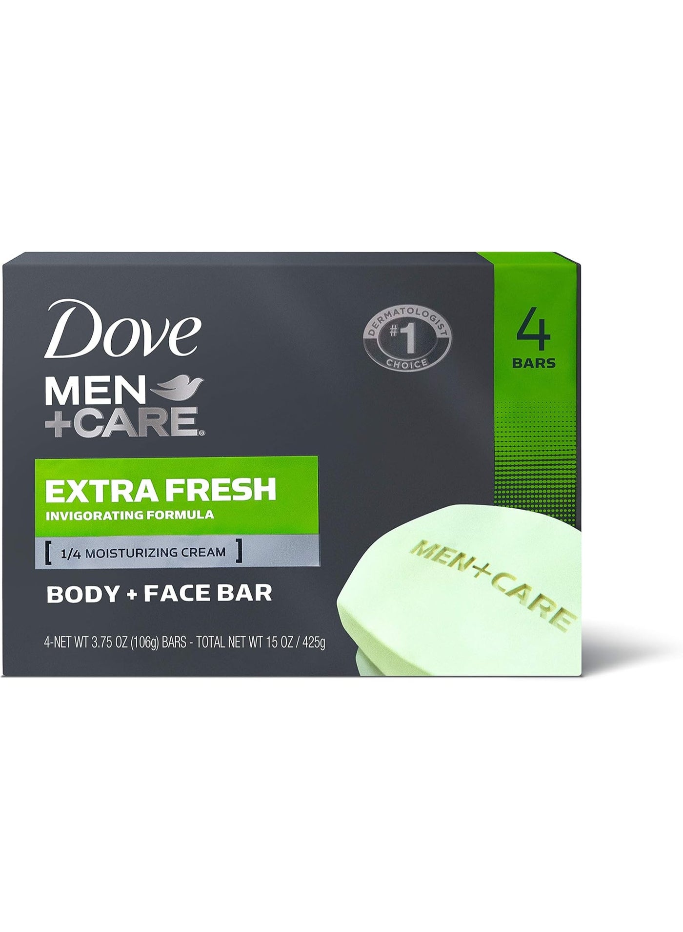 Dove Men+Care Men Care Body and Face Bar, Extra Fresh 400g (single pack of 4 bars)