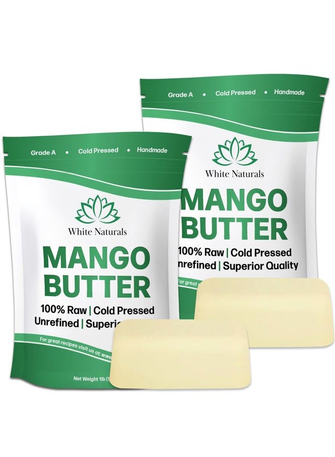 Unrefined Organic Mango Butter 2 lb (Each In 1lb Bags) Raw, Natural, Pure, Use Alone or in DIY Whipped Body Butters, Soap base, Lotions, Lip Balms, Hair Masks