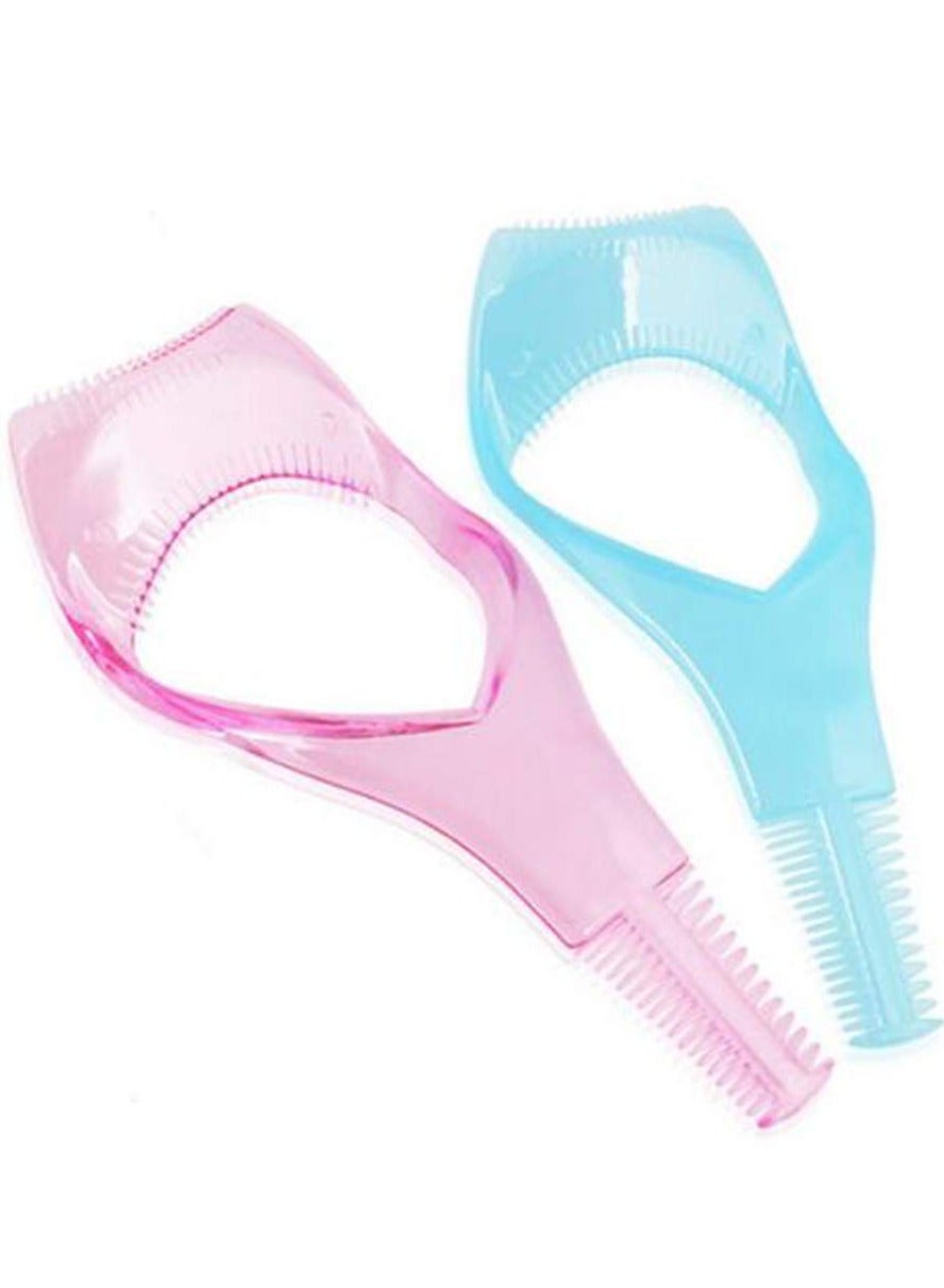2PCS 3 in 1 Mascara Tool Plastic Makeup Eyelash Shield Applicator Guide with Eyelash Assist Comb Brush Guard Eyelashes Brush for Women Girls (Color Random)