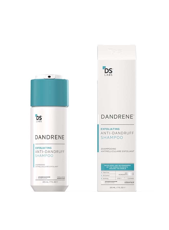 Dandrene Exfoliating Anti-dandruff Shampoo - for Flaky, Itchy Scalp, Exfoliating Shampoo for Dry Scalp, Seborrheic Dermatitis & Scalp Psoriasis, Color Safe, Sulfate Free, With Nanosome Technology 205ml