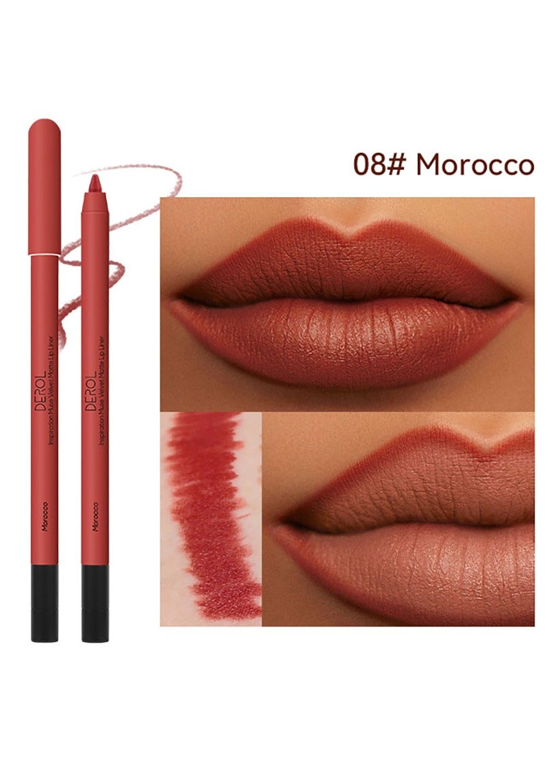 Lip Liner Pencil Neutral Matte Nude Velvet Non-Stick Cup Waterproof Smooth Stain Clear Talk Cork Color Soft Spoken Slim Whirl Rotating Cutting Easy To Use Professional Makeup For Women