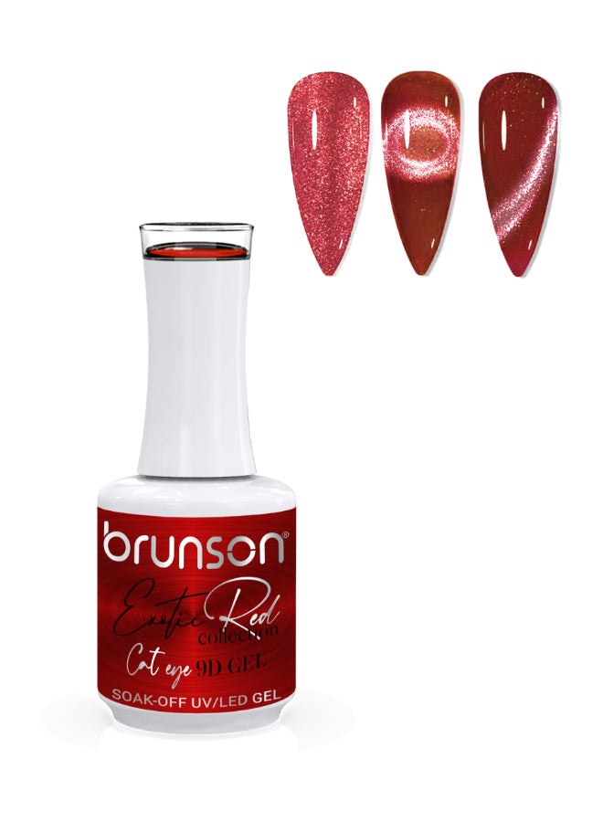 Universal Cat Eye Gel Nail Polish, Exotic Red 9D Magnetic Nail Polish Glitter Shimmer with Magnetic Soak Off  UV/LED Gel Polish Nail Art paint  BER9D10