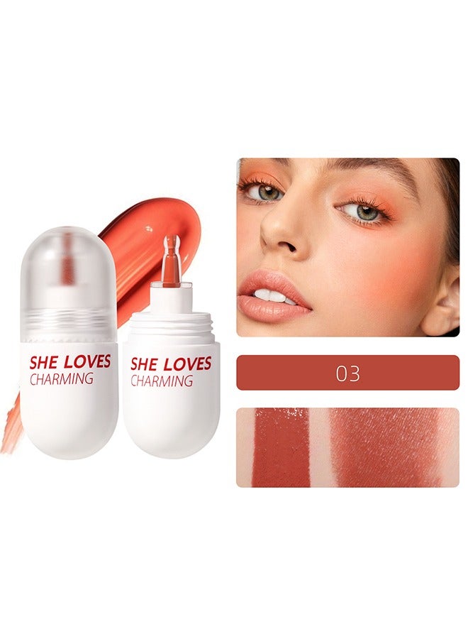 Charming  Liquid Blush- Velvet Cream Lightweight Natural Looking Waterproof Long Lasting Blush Makeup for Cheek Natural Looking Soft Cream Liquid Blush Stick (#03)