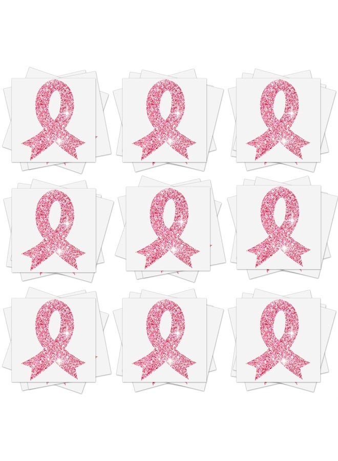 20 Sheets 240 Pcs Breast Cancer Glitter Tattoo Sticker Temporary Ribbon Tattoos Breast Cancer Body Tattoos for Women Girls Face Body Accessories (Light Pink)