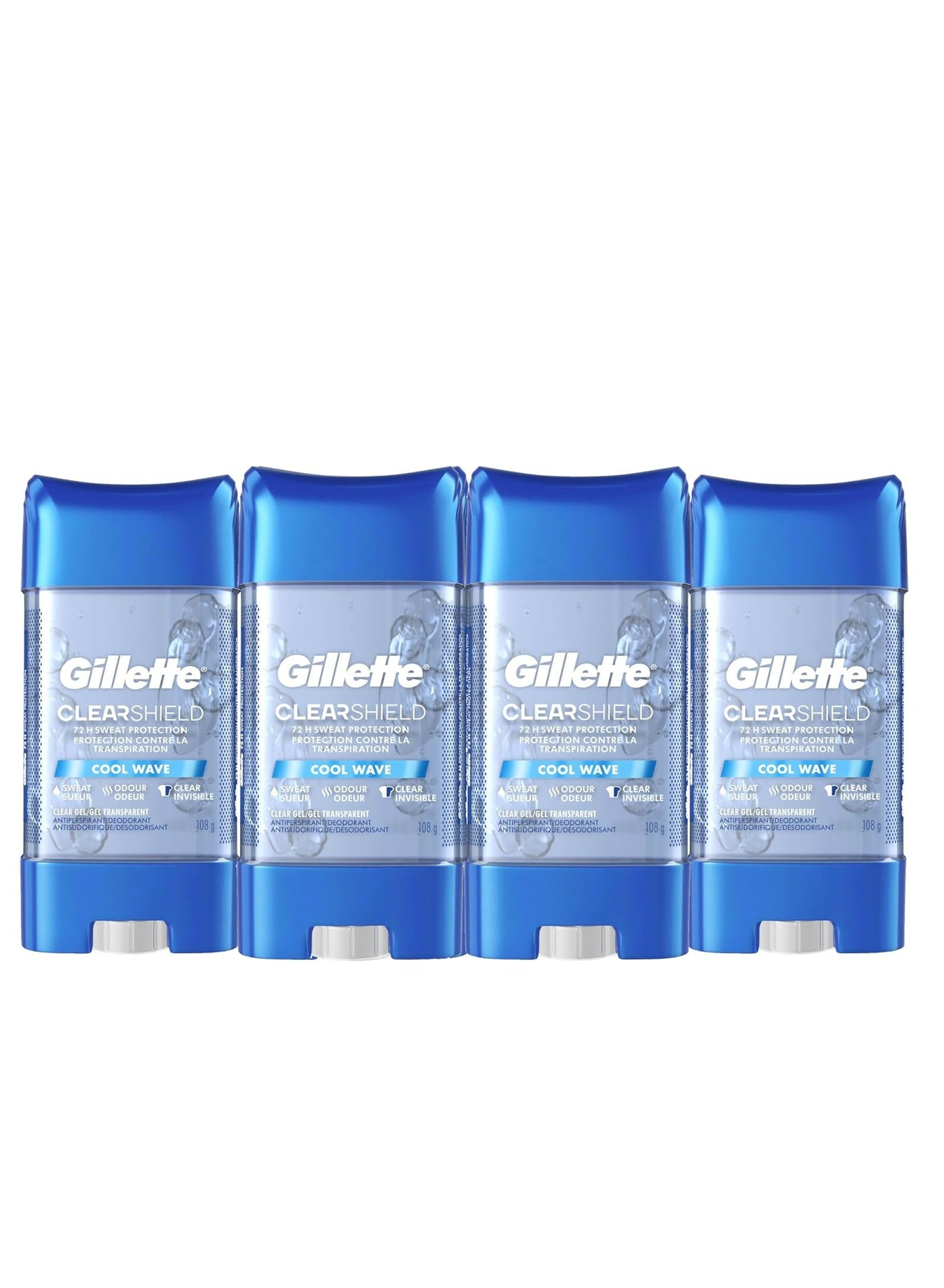 3-Piece Antiperspirant Deodorant for Men ClearShield, Non- Irritant, Cool Wave With 72 Hrs Sweat Protection 4x108g
