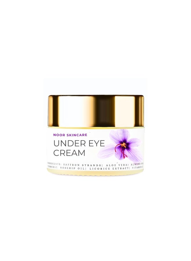 Under Eye Cream for Dark Circles Removal Women/Men Gel Based, Organic, Natural, Rich, Anti-Puffy, Wrinkle Care & Glow Enhancer with Saffron, Almond, Turmeric, Aloe