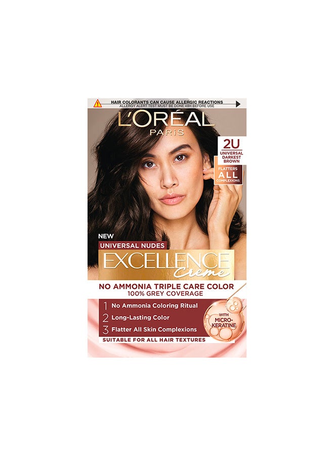 L'Oreal Paris Excellence Crème Universal Nudes Hair Color 2U Darkest Brown