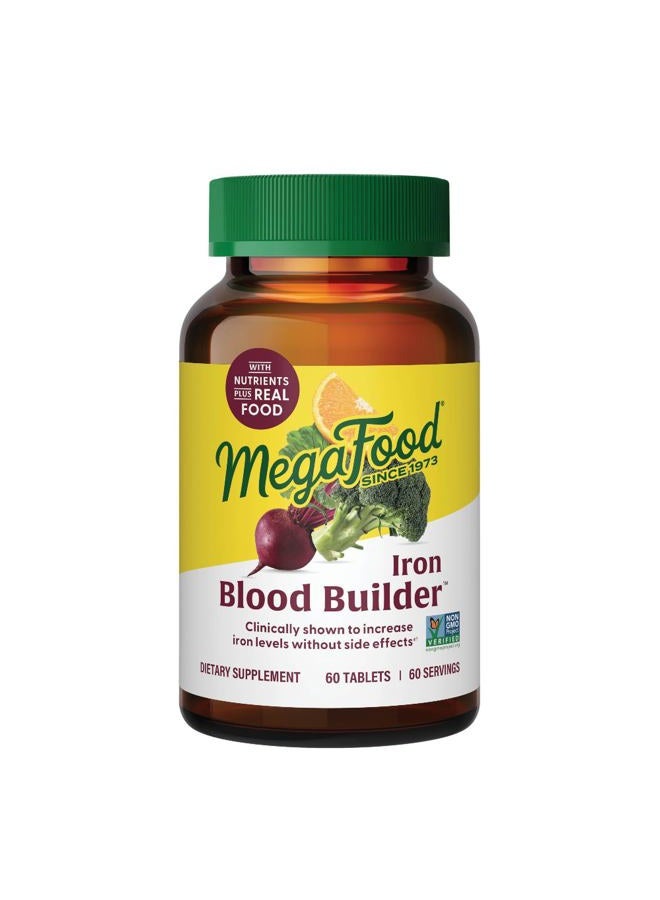 Blood Builder - Iron Supplement Clinically Shown to Increase Iron Levels without Side Effects - Iron Supplement for Women with Vitamin C, Vitamin B12 and Folic Acid - Vegan - 60 Tabs