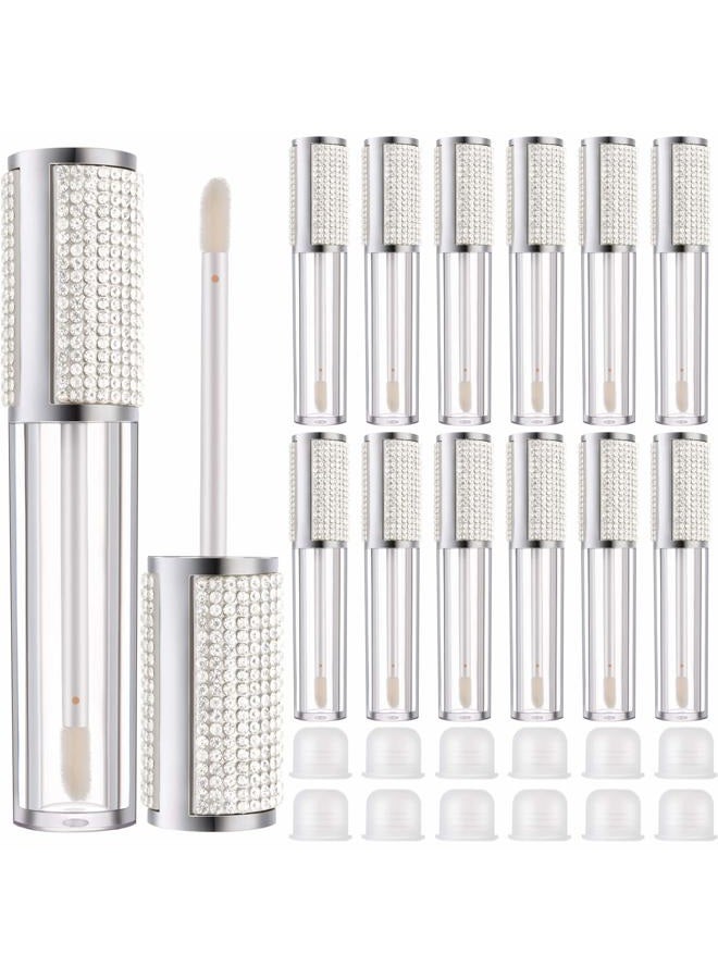 12 Pcs 5 ml Rhinestone Lip Gloss Tubes Crystal Lip Balm Tubes for Empty Bottles Refillable Rhinestone Container Plastic Cosmetic Bottles