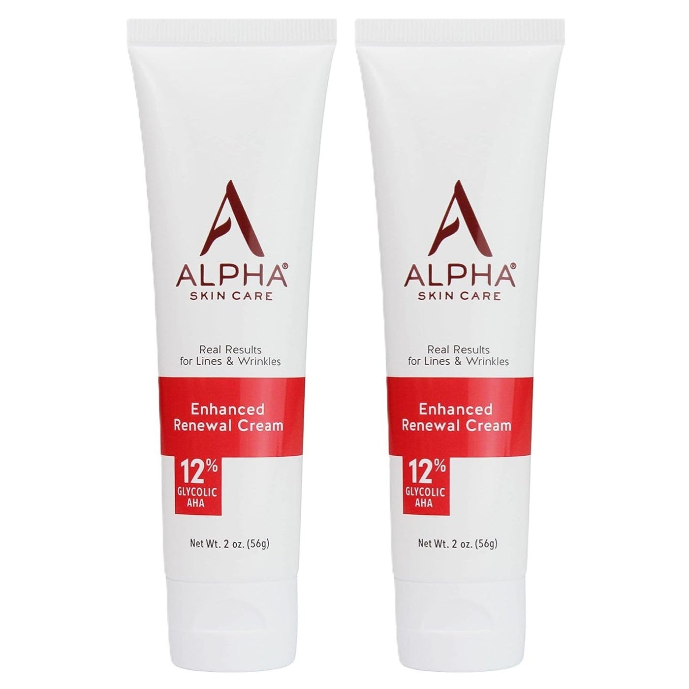 Alpha Skin Care Enhanced Renewal Cream, Anti-Aging Formula, 12% Glycolic Alpha Hydroxy Acid (AHA), Reduces Lines & Wrinkles, For Normal to Dry Skin, 2 oz, Pack of 2