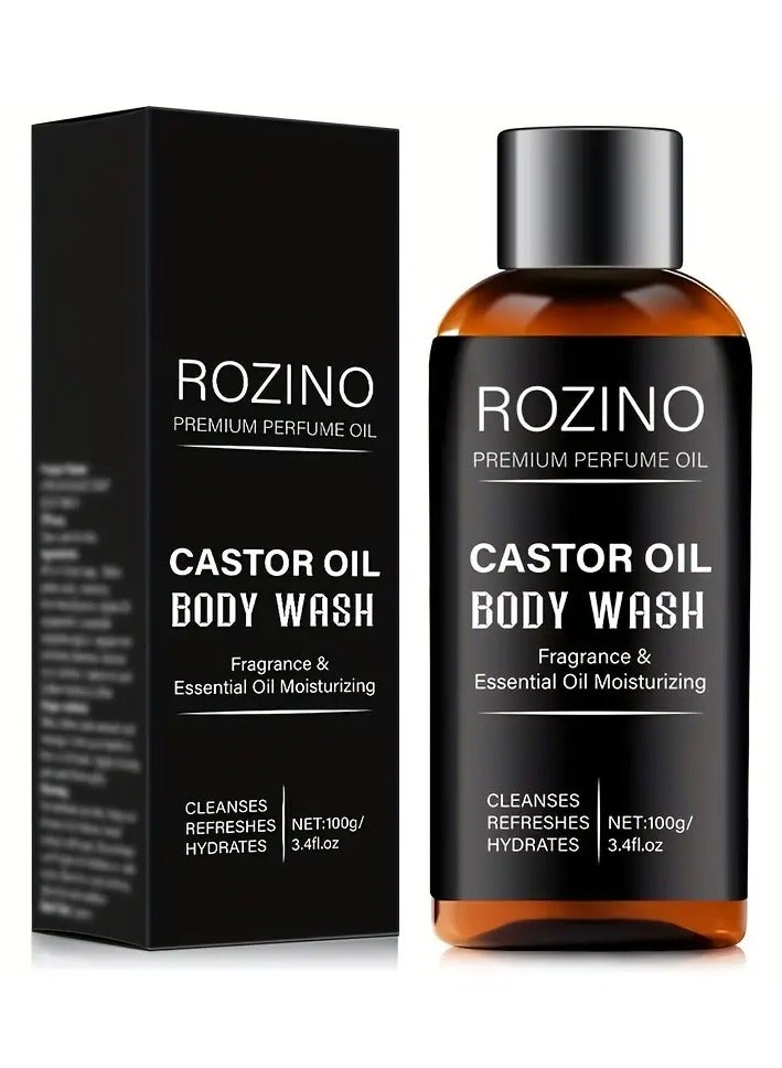 ROZINO Premium Perfume Oil Body Wash for Men - 100g | Castor & Aloe Vera Infused, Fine Foam for Deep Cleansing, Non-Greasy with Long-Lasting Fragrance, Hydrates & Smooths Skin, Paraben-Free, Suitable for All Skin Types