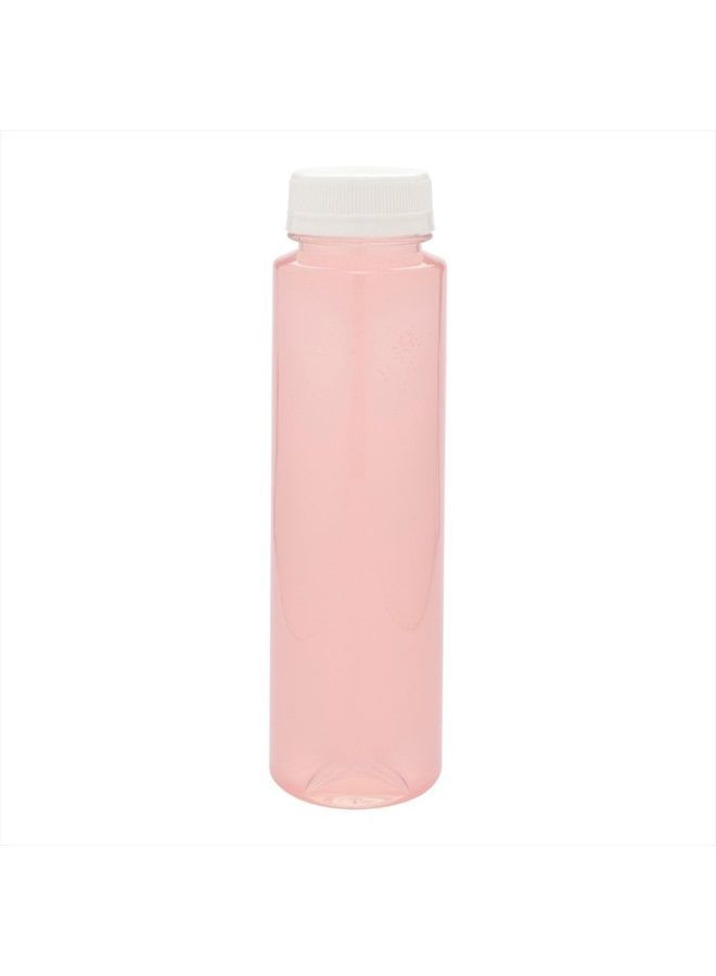 8-OZ Cylindrical Plastic Juice Bottles - Cold Pressed Clear Food Grade PET Bottles with Tamper Evident Safety Cap: for Cafes & Catering Events - Disposable & Eco-Friendly - 100-CT