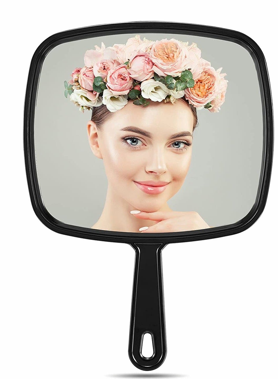 Extra Large Black Handheld Makeup Mirror for Salon and Barber Use, Perfect for Hairdressing and Beauty Touch-ups
