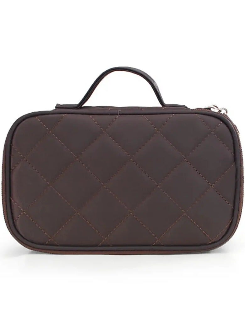Double Layer Cosmetic Bags Makeup Bag Women Travel Organizer Professional  Storage Brush Necessaries MakeUp Case Beauty Toiletry Bag - brown