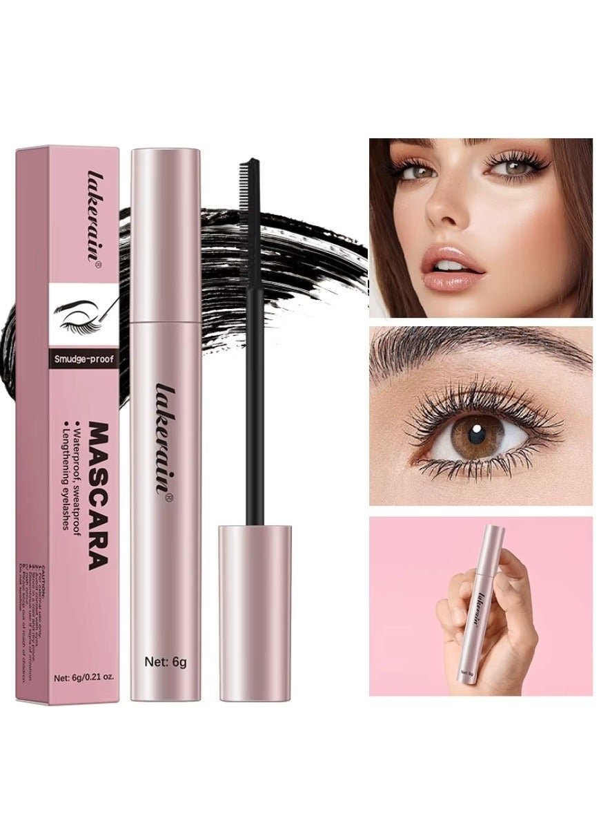 Eyelash Mascara Waterproof Sweatproof Smudge Proof Lash Mascara Lengthening Eyelash Mascara with Comb Brush Head Applicator Eyelash Mascara Gel