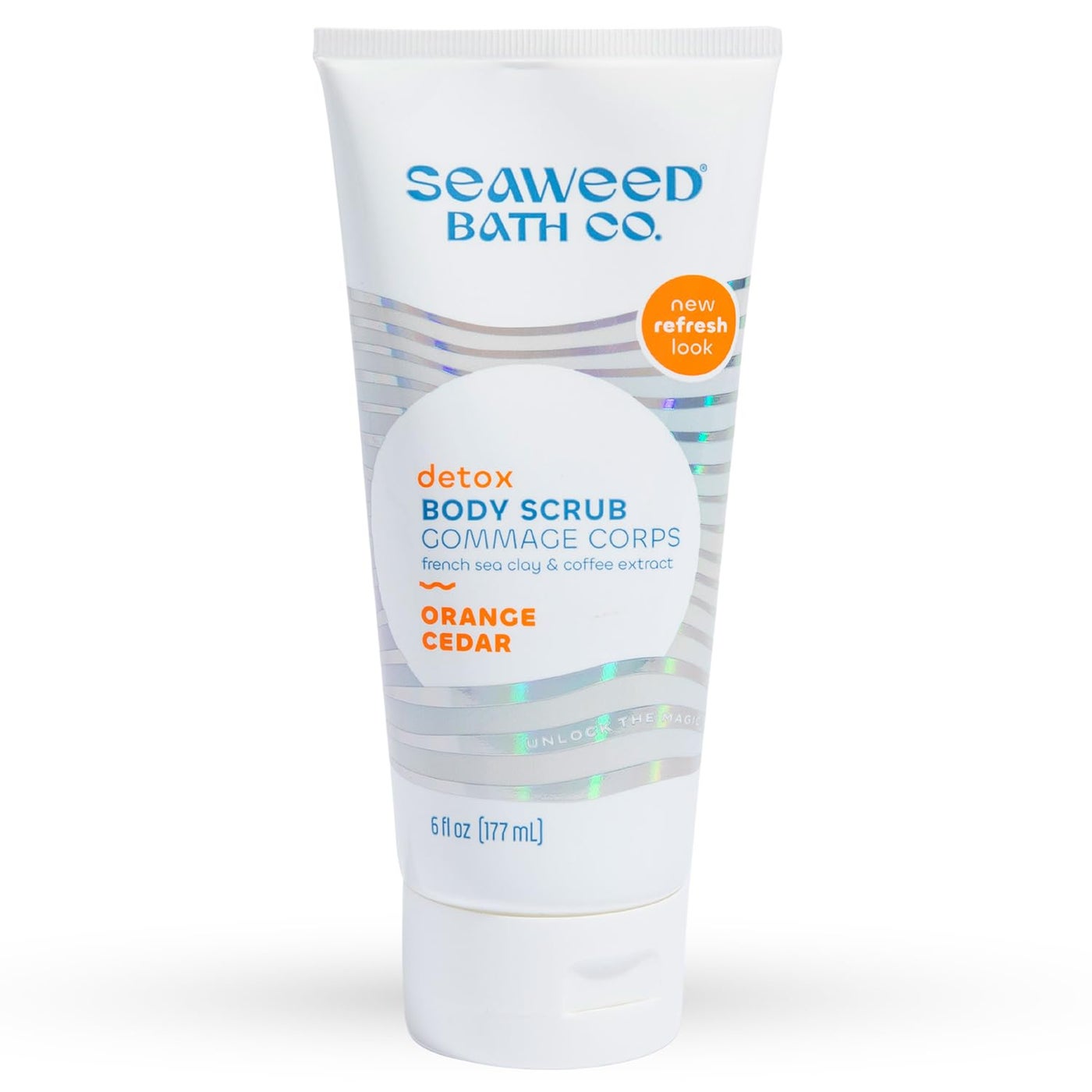 Seaweed Bath Co. Detox Body Scrub, Orange Cedar Scent, 6 Ounce, Sustainably Harvested Seaweed, French Sea Clay, Coffee Extract