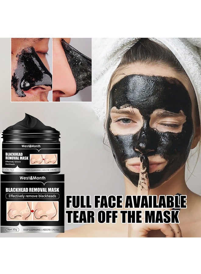 Blackhead Removal Mask, Peel Off Face Mask, Bamboo Charcoal Black Mask Peel Off Black Mask, Deep Cleansing For Face Nose Blackhead Pores Acne, Facial Purifying And Clean Blackhead 30g