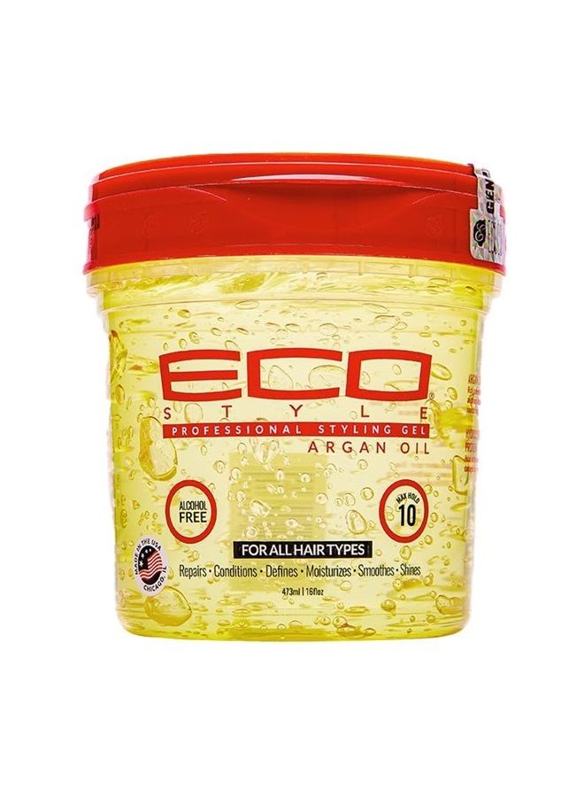 Ecoco Gel - Argan Oil - 100% Pure Olive Oil - Promotes Healthy Hair - Nourishes And Repairs Hair - Long-Lasting Shine - 10/10 Maximum Hold - Tames Frizzy Hair - For All Hair Types - 16 Oz