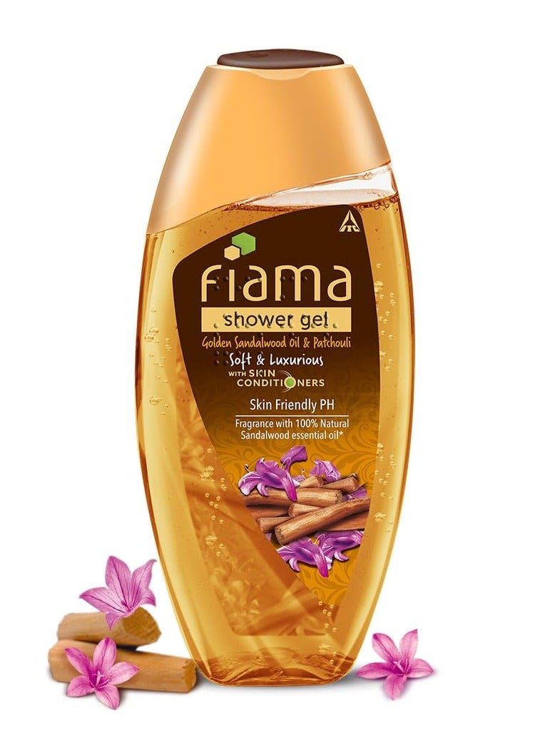 Body Wash Shower Gel Golden Sandalwood Oil and Patchouli, 250ml, Body Wash for Women & Men with Skin Conditioners for Soft and Luxurious Skin, Suitable for All Skin Types