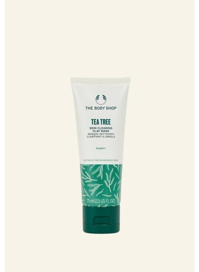 Tea Tree Skin Clearing Clay Mask – Purifying Face Mask with Salicylic Acid & Tea Tree Oil, Reduces Blemishes & Excess Oil, For Acne-Prone Skin, 97% Natural Origin, Vegan, 75ml