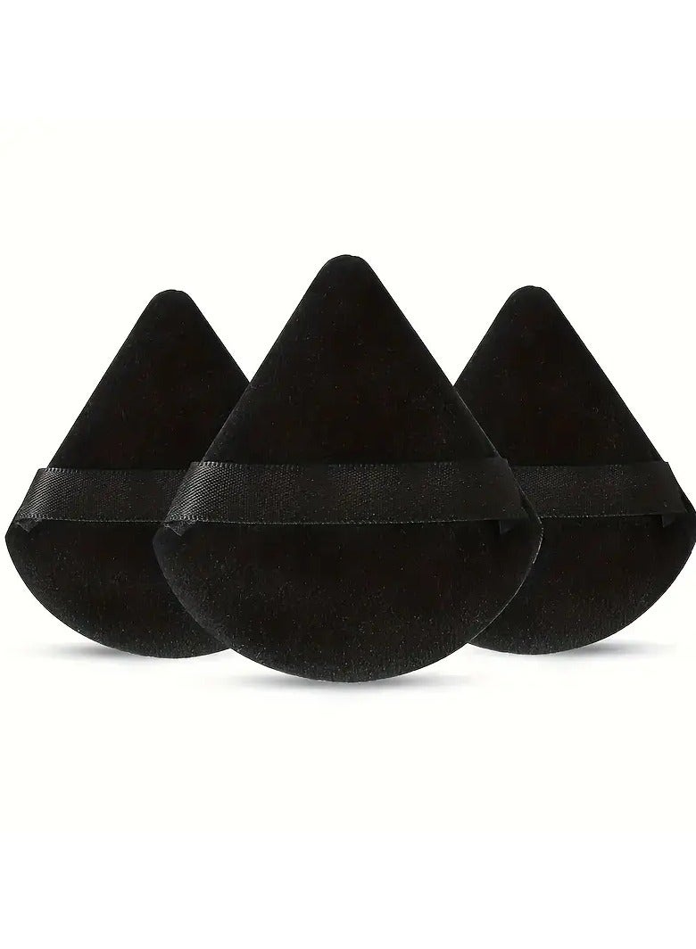 3PCS Powder Puffs, Soft Triangle Wedge Makeup Powder Puff For Loose Powder Mineral Powder Body Powder Velour Cosmetic Foundation Sponge Makeup Tool