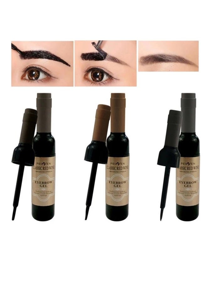 Wine Eyebrow Gel 3 Colors Bottle Tattoo Brow Tint Beauty Dyeing Cream Peelable Tearing Colouring Gel Waterproof Quick Dry No Smudge Easy to Color