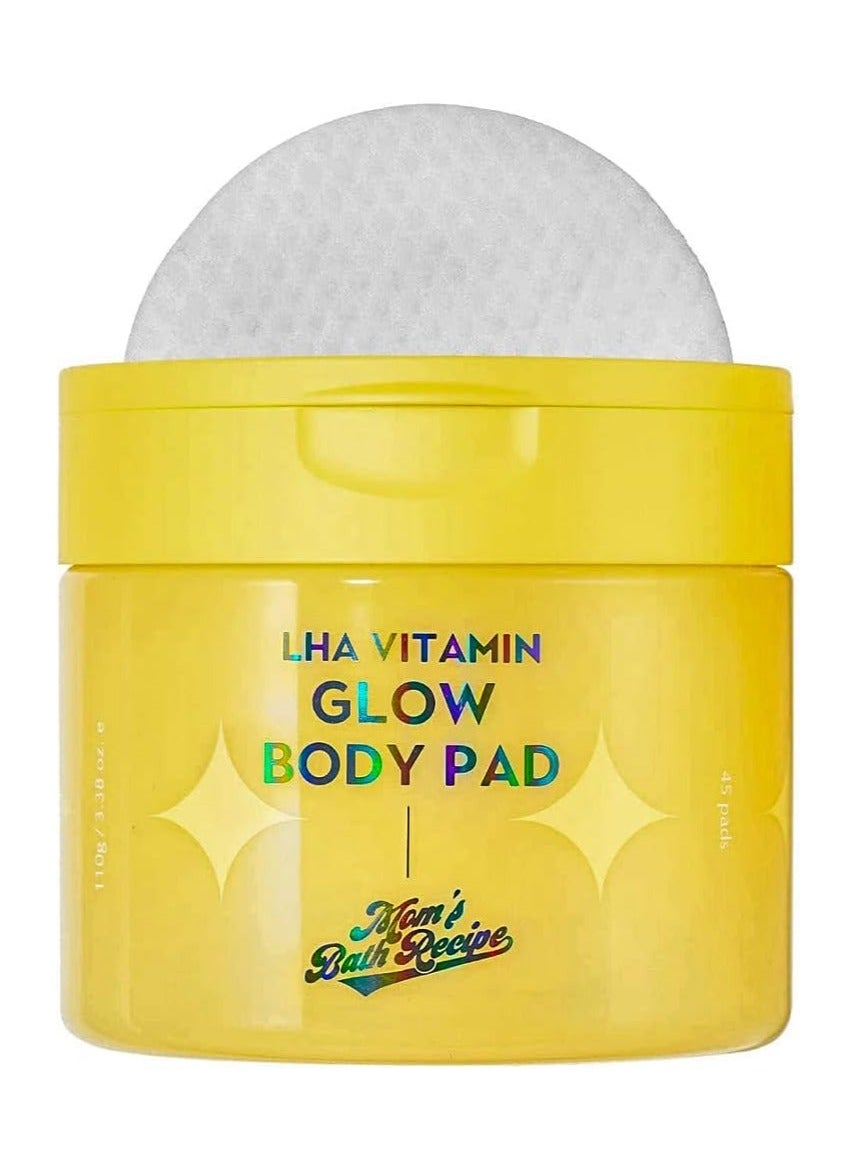 45pcs LHA Vitamin Glow Body Pad - Exfoliating & Moisturizing Body Oil Pads with Vitamin C for Radiant Skin - Non-Sticky Formula for Smooth & Healthy Glow