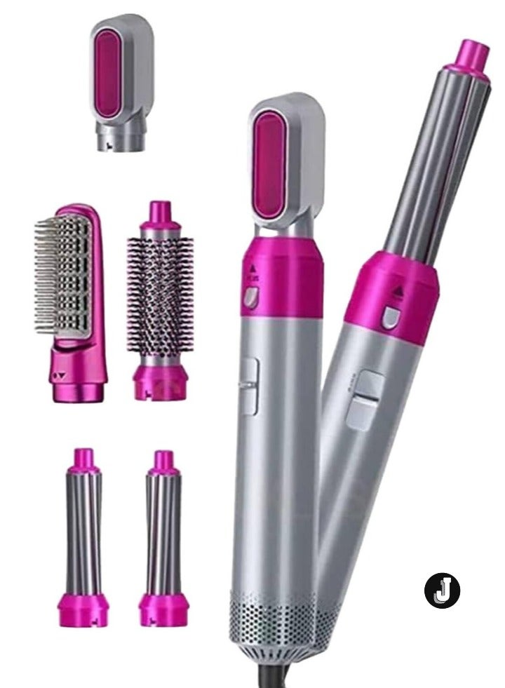 5-in-1 Hot Air Styling Brush for Volumizing, Drying, and Curling (Silver Purple)