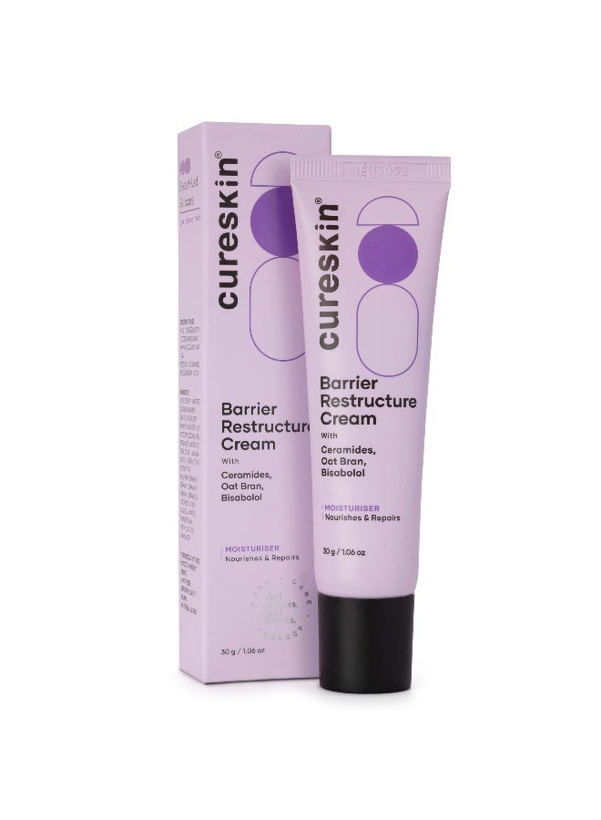 Barrier Restructure Cream with Ceramides, Oat Bran & Bisabolol | Intense Hydration & Skin Barrier Repair | Moisturiser for Dry & Sensitive Skin | 30 g